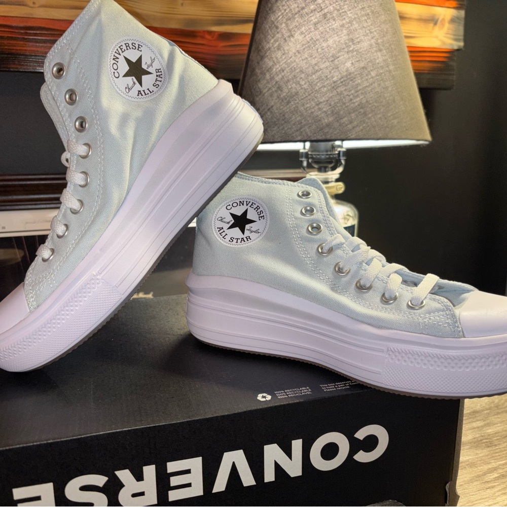 Converse Women's High-Top Sneakers - Light Blue - Double Platform